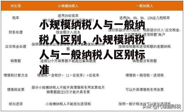 小规模纳税人与一般纳税人区别，小规模纳税人与一般纳税人区别标准