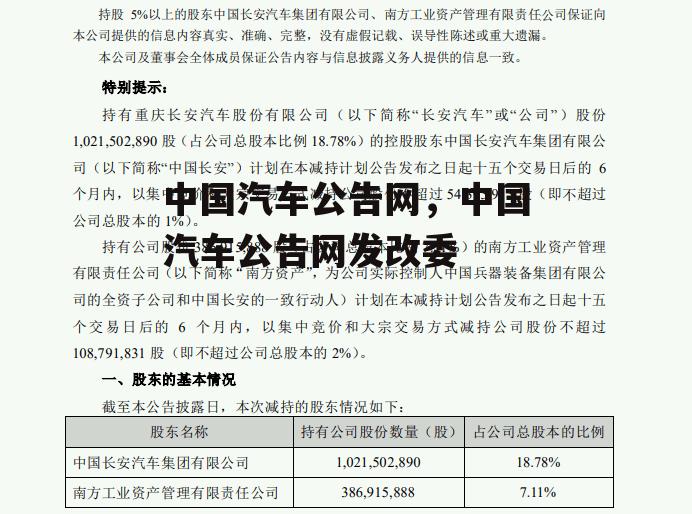 中国汽车公告网，中国汽车公告网发改委