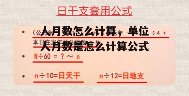 人月数怎么计算，单位人月数是怎么计算公式