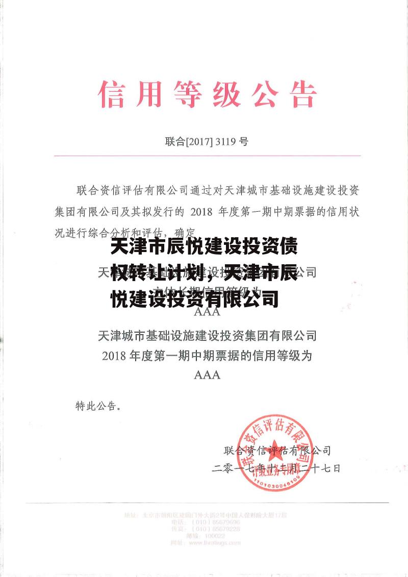 天津市辰悦建设投资债权转让计划，天津市辰悦建设投资有限公司