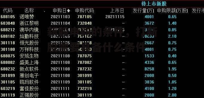 新股申购的条件，打新股需要具备什么条件
