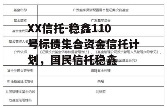 XX信托-稳鑫110号标债集合资金信托计划，国民信托稳鑫