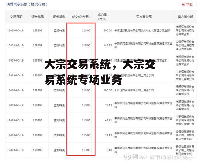 大宗交易系统，大宗交易系统专场业务