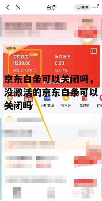 京东白条可以关闭吗，没激活的京东白条可以关闭吗