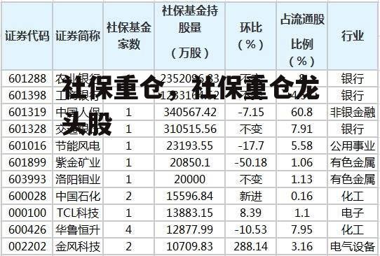 社保重仓，社保重仓龙头股