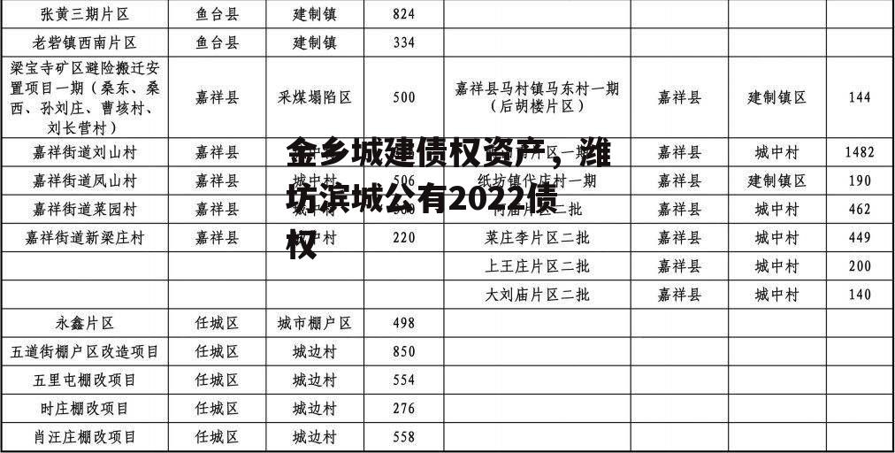 金乡城建债权资产，潍坊滨城公有2022债权