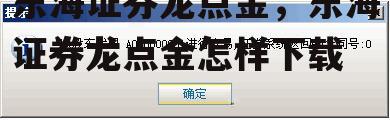 东海证券龙点金，东海证券龙点金怎样下载