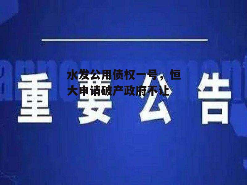 水发公用债权一号，恒大申请破产政府不让