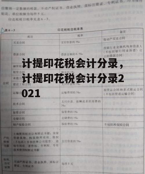 计提印花税会计分录，计提印花税会计分录2021