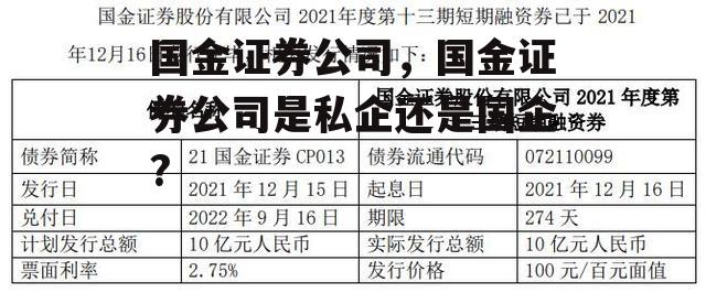 国金证券公司，国金证券公司是私企还是国企?