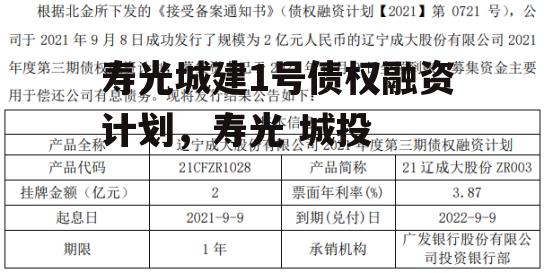 寿光城建1号债权融资计划，寿光 城投