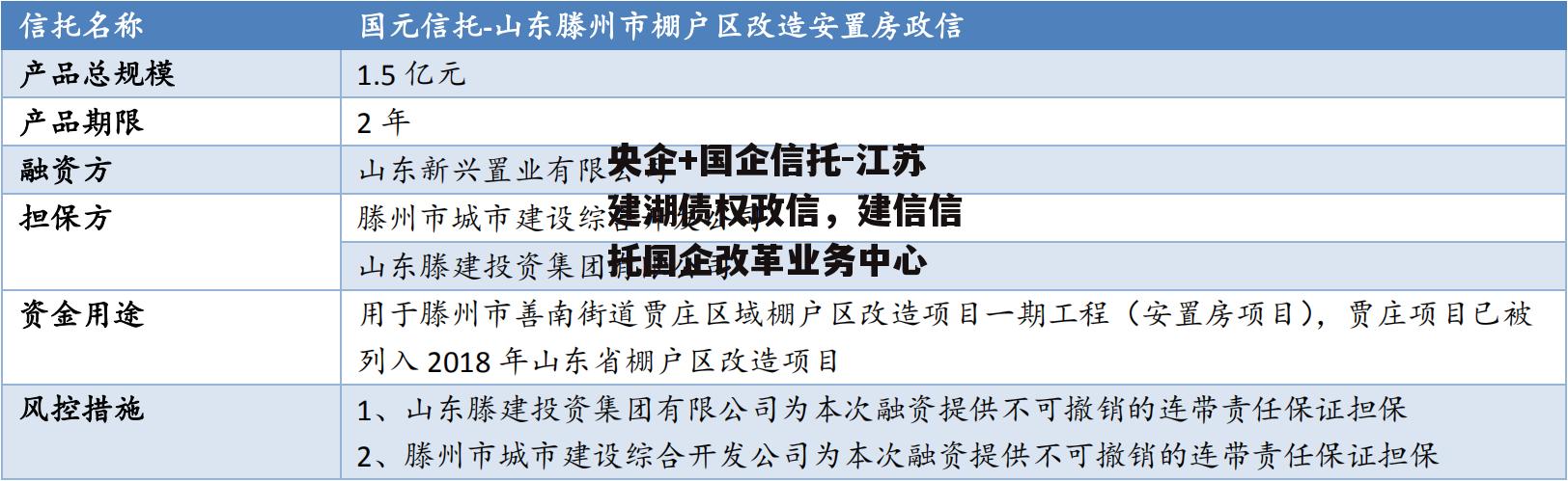 央企+国企信托-江苏建湖债权政信，建信信托国企改革业务中心