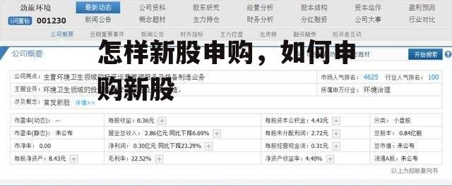 怎样新股申购，如何申购新股