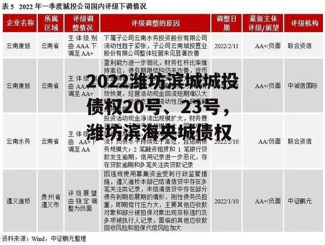 2022潍坊滨城城投债权20号、23号，潍坊滨海央城债权