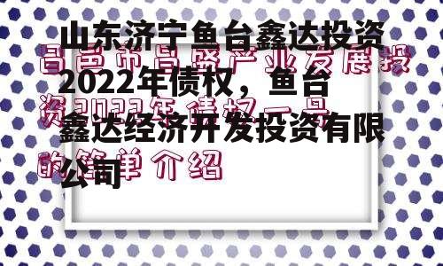 山东济宁鱼台鑫达投资2022年债权，鱼台鑫达经济开发投资有限公司