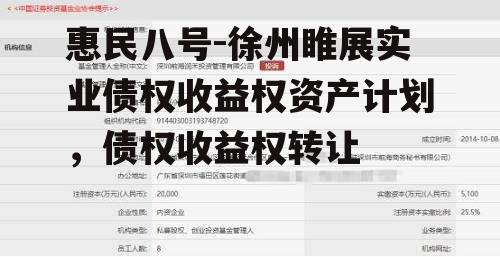 惠民八号-徐州睢展实业债权收益权资产计划，债权收益权转让