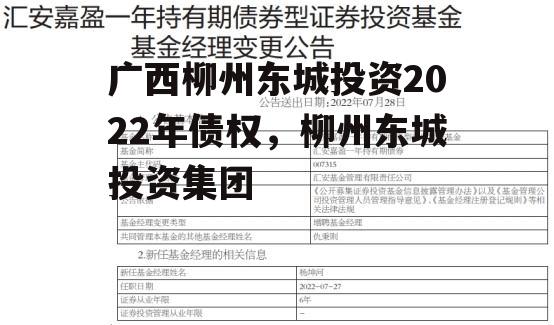 广西柳州东城投资2022年债权，柳州东城投资集团