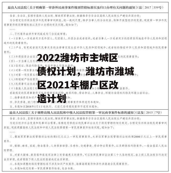 2022潍坊市主城区债权计划，潍坊市潍城区2021年棚户区改造计划