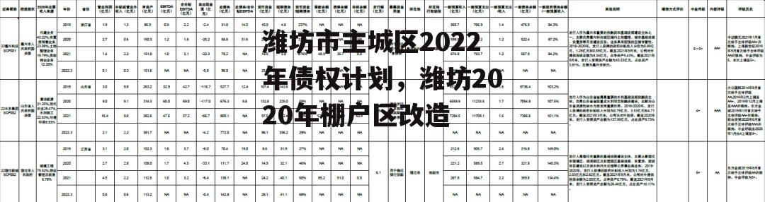 潍坊市主城区2022年债权计划，潍坊2020年棚户区改造