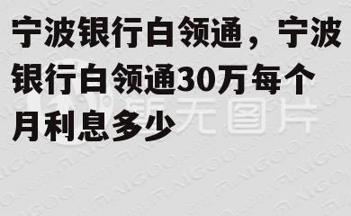 宁波银行白领通，宁波银行白领通30万每个月利息多少