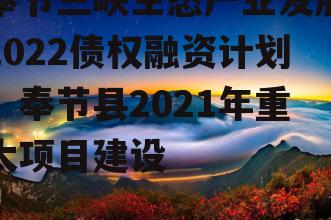 奉节三峡生态产业发展2022债权融资计划，奉节县2021年重大项目建设