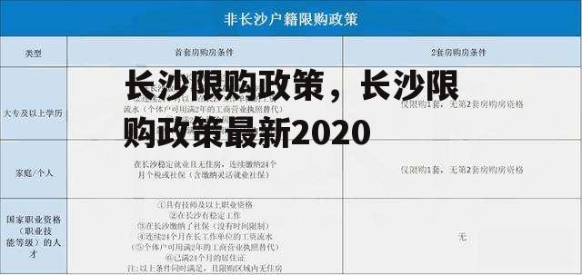 长沙限购政策，长沙限购政策最新2020