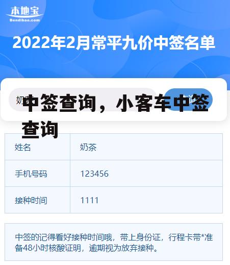 中签查询，小客车中签查询