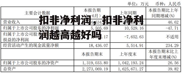 扣非净利润，扣非净利润越高越好吗