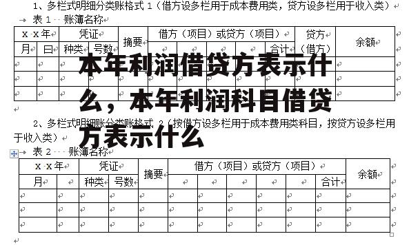 本年利润借贷方表示什么，本年利润科目借贷方表示什么