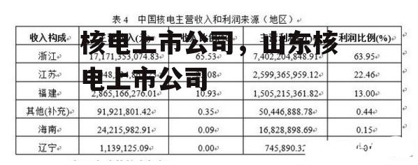 核电上市公司，山东核电上市公司