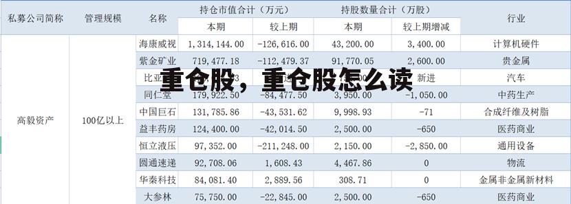 重仓股，重仓股怎么读