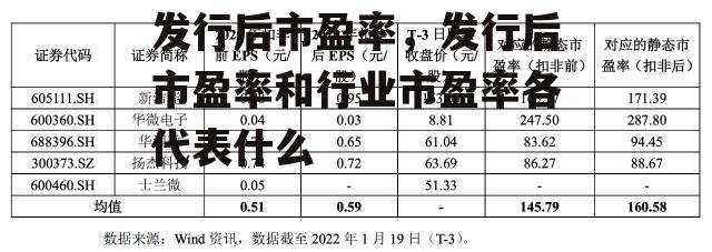 发行后市盈率，发行后市盈率和行业市盈率各代表什么