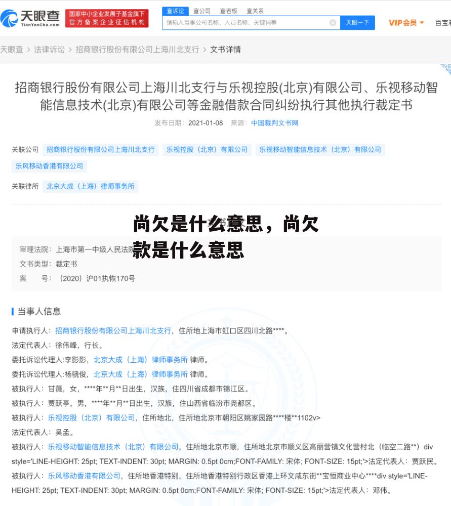 尚欠是什么意思，尚欠款是什么意思