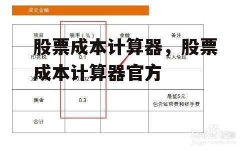 股票成本计算器，股票成本计算器官方