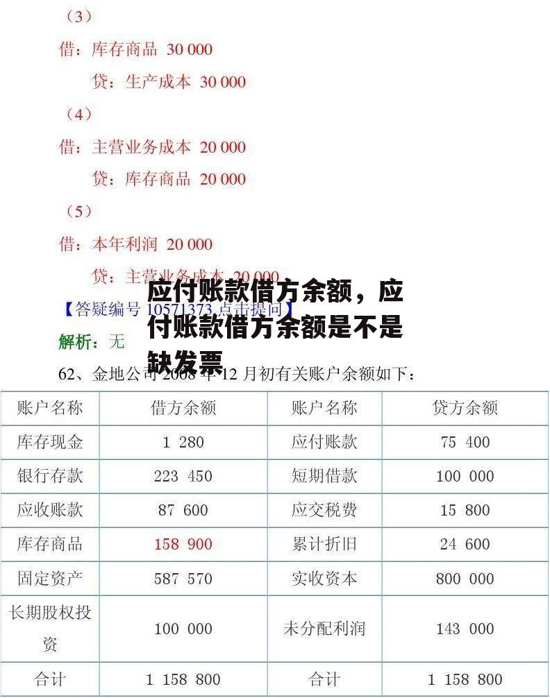 应付账款借方余额，应付账款借方余额是不是缺发票