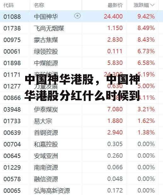 中国神华港股，中国神华港股分红什么时候到