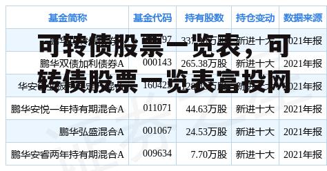 可转债股票一览表，可转债股票一览表富投网