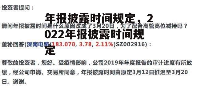 年报披露时间规定，2022年报披露时间规定