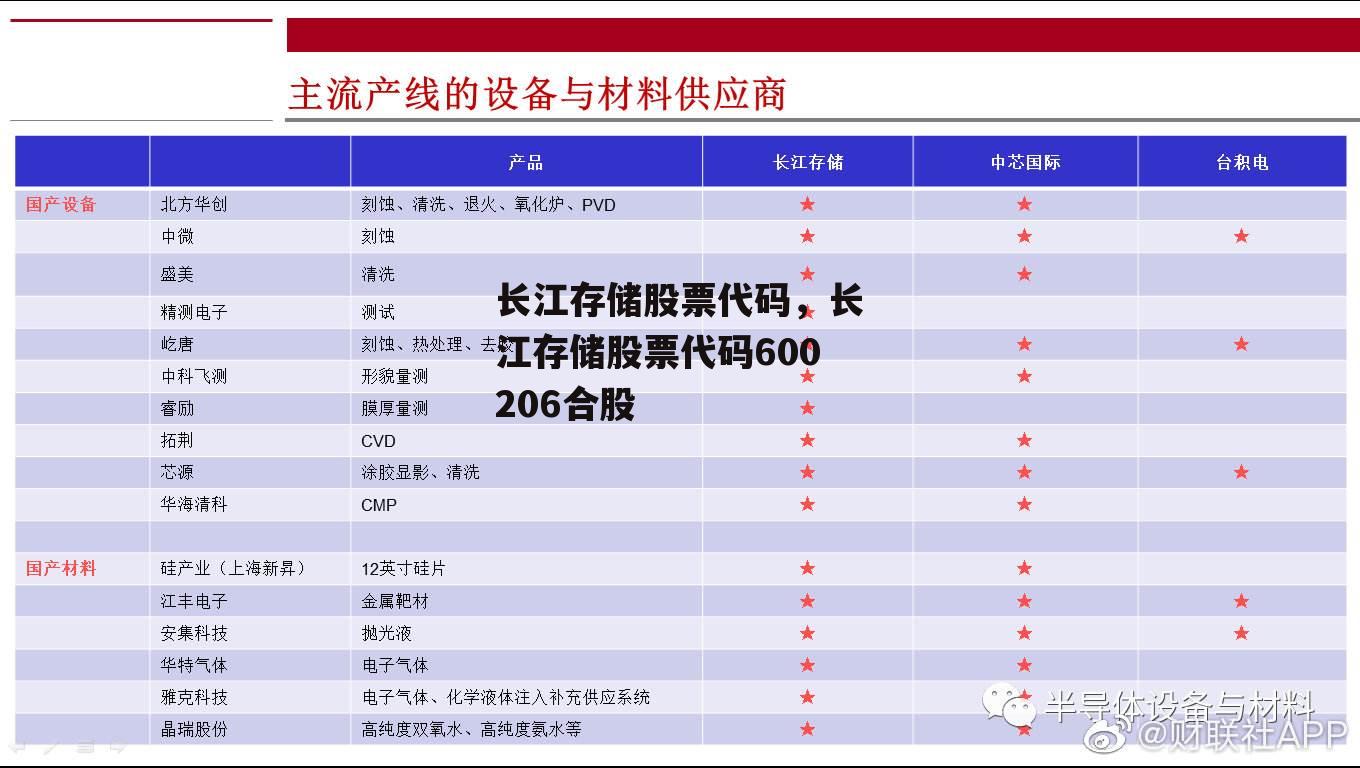 长江存储股票代码，长江存储股票代码600206合股