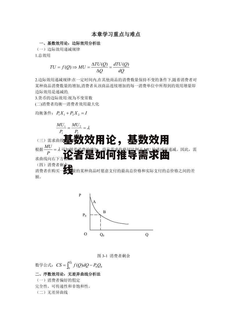 基数效用论，基数效用论者是如何推导需求曲线