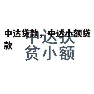 中达贷款，中达小额贷款