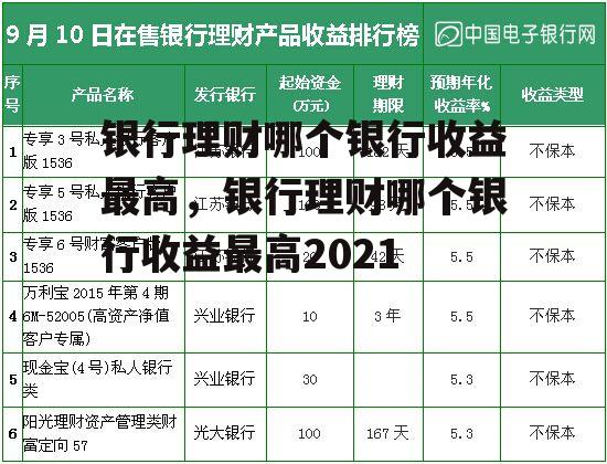 银行理财哪个银行收益最高，银行理财哪个银行收益最高2021