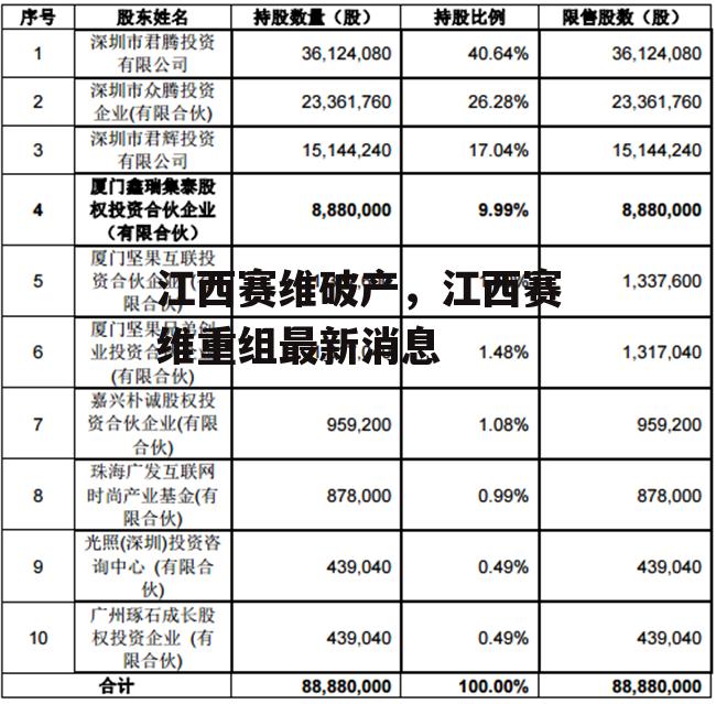 江西赛维破产，江西赛维重组最新消息