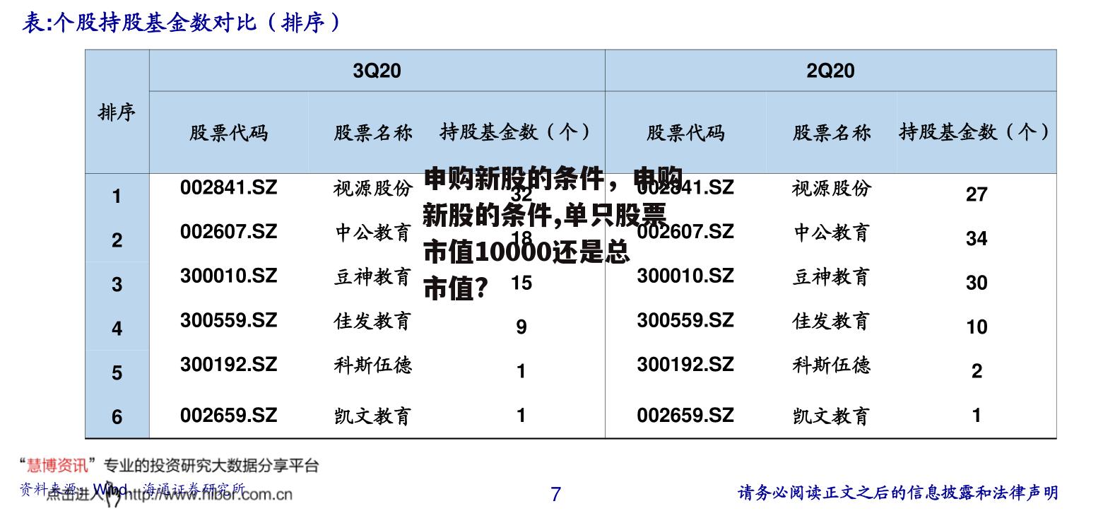 申购新股的条件，申购新股的条件,单只股票市值10000还是总市值?