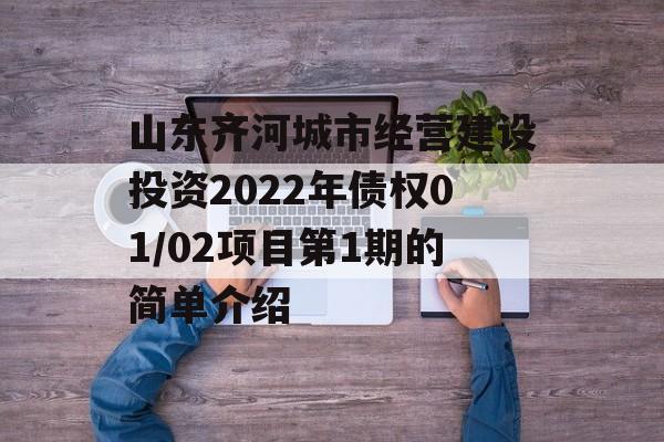 山东齐河城市经营建设投资2022年债权01/02项目第1期的简单介绍