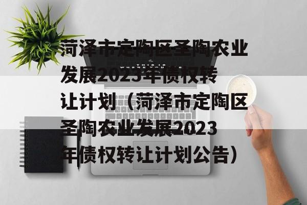 菏泽市定陶区圣陶农业发展2023年债权转让计划（菏泽市定陶区圣陶农业发展2023年债权转让计划公告）