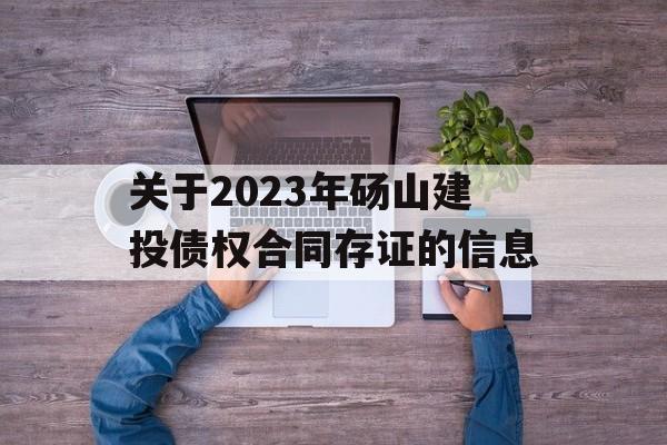 关于2023年砀山建投债权合同存证的信息