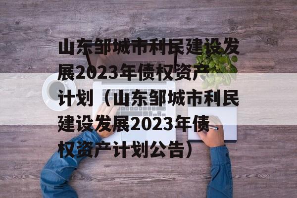 山东邹城市利民建设发展2023年债权资产计划（山东邹城市利民建设发展2023年债权资产计划公告）