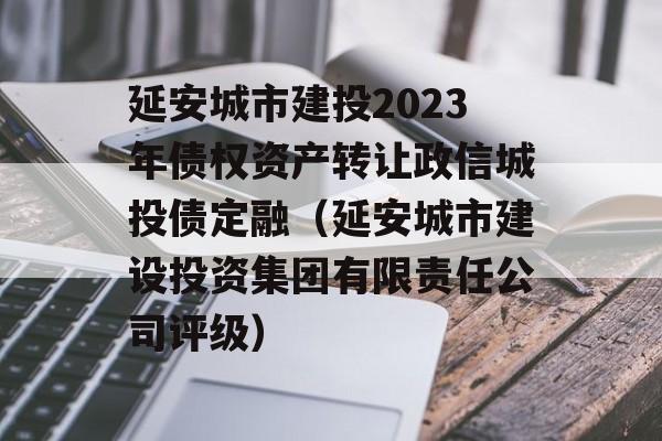 延安城市建投2023年债权资产转让政信城投债定融（延安城市建设投资集团有限责任公司评级）