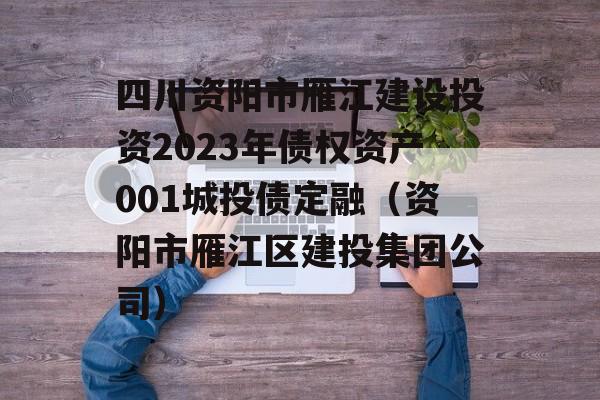 四川资阳市雁江建设投资2023年债权资产001城投债定融（资阳市雁江区建投集团公司）